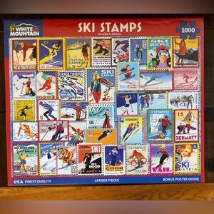 1,000 piece puzzle Ski Stamps